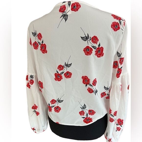 Society Amuse ivory floral print knot tie front top size M. - Picture 2 of 7